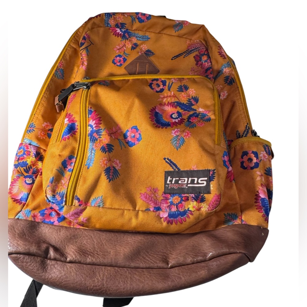 Jansport Trans Retro High End Floral Orange & Brown Women’s Backpack NICE